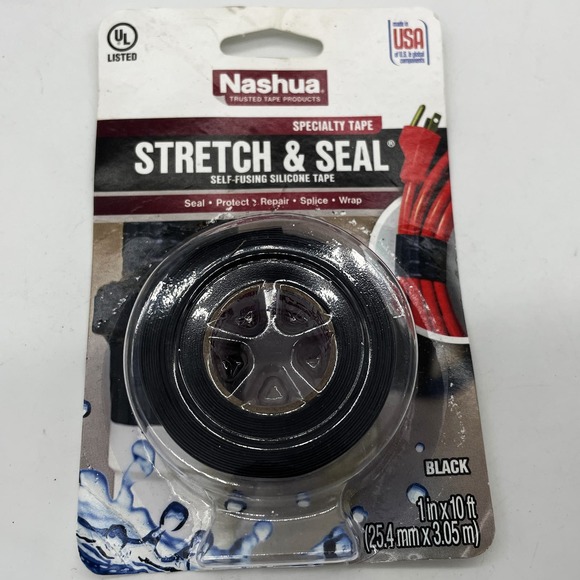 Nashua Stretch & Seal Tape Black 1"x10' Self fusing Silicone USA Repairs New - Picture 1 of 5